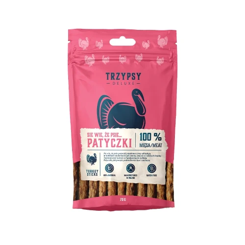 Trzypsy Deluxe Sie wie, że psie Patyczki Indyk.webp