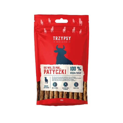 Trzypsy Deluxe Sie wie, że psie Patyczki Wołowina.webp