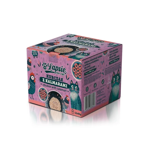 Łapsie for Cat Kurczak z Kalmarami w bulionie pudełko.webp