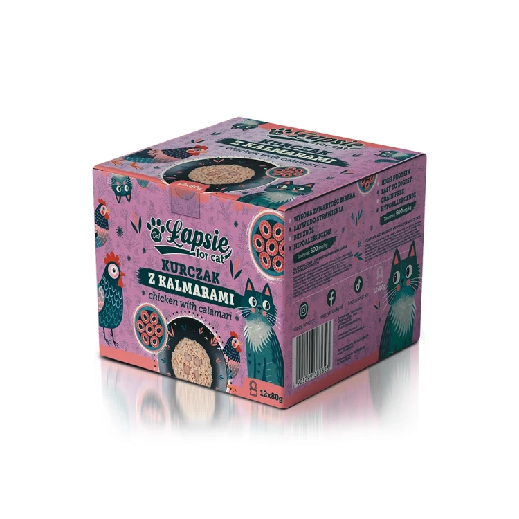 Łapsie for Cat Kurczak z Kalmarami w bulionie pudełko.webp