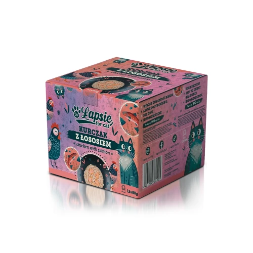 Łapsie for Cat Kurczak z Łososiem w bulionie pudełko.webp
