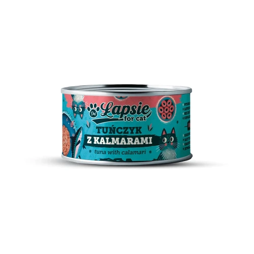 Łapsie for Cat Tuńczyk z Kalmarami w bulionie puszka.webp